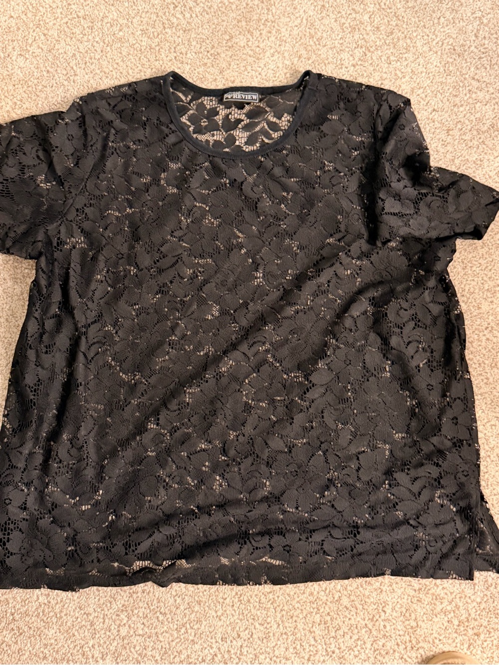 Review Black Floral Lace Short Sleeve Top